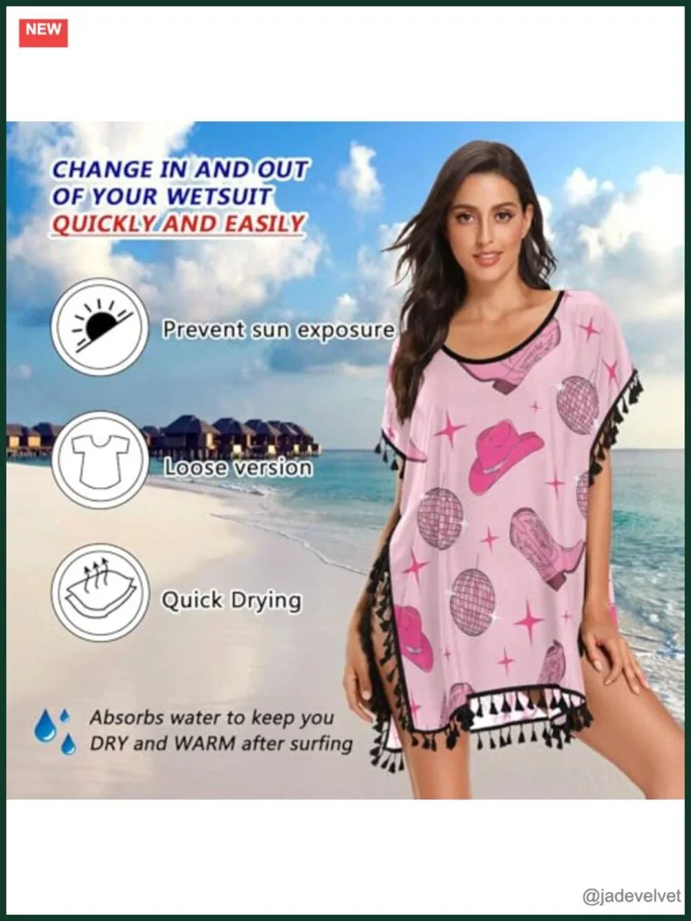 Tassel Swimsuit Cover Up Loose Fit Beach Vacation Shirt